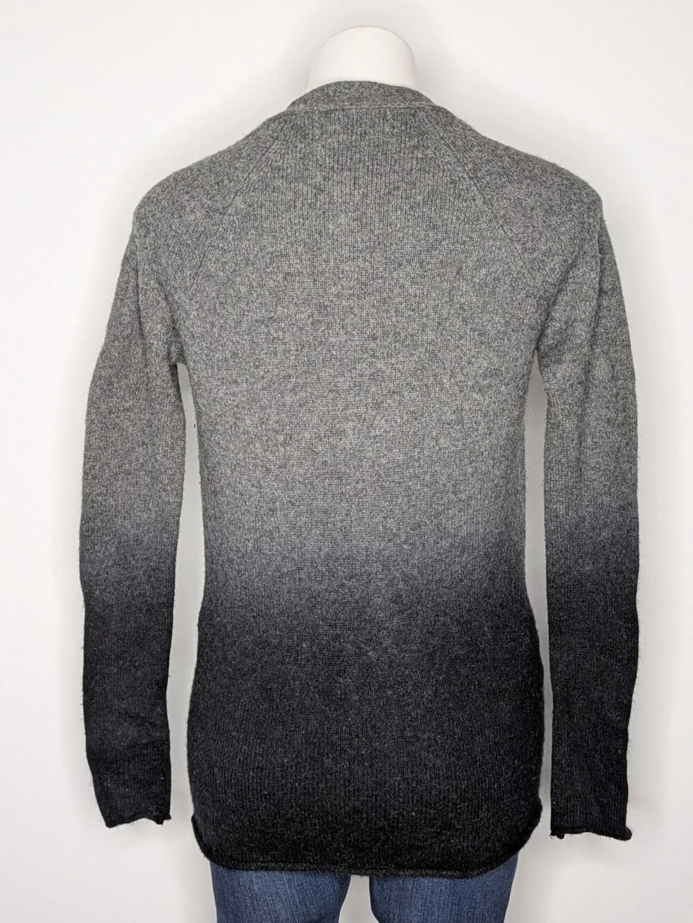 Vince Black Grey Ombre Button Up V Neck Alpaca Wool Cashmere Blend Cardigan S